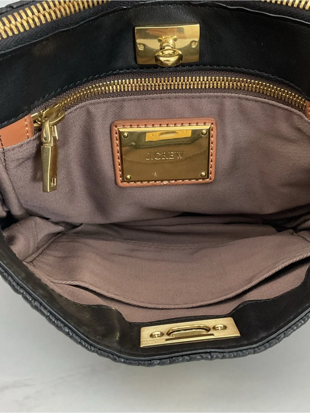 J. Crew Baby Brampton Quilted Leather Hobo Crossbody Bag